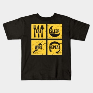 Eat, Sleep, Wire, Repeat | Funny Electrician Kids T-Shirt